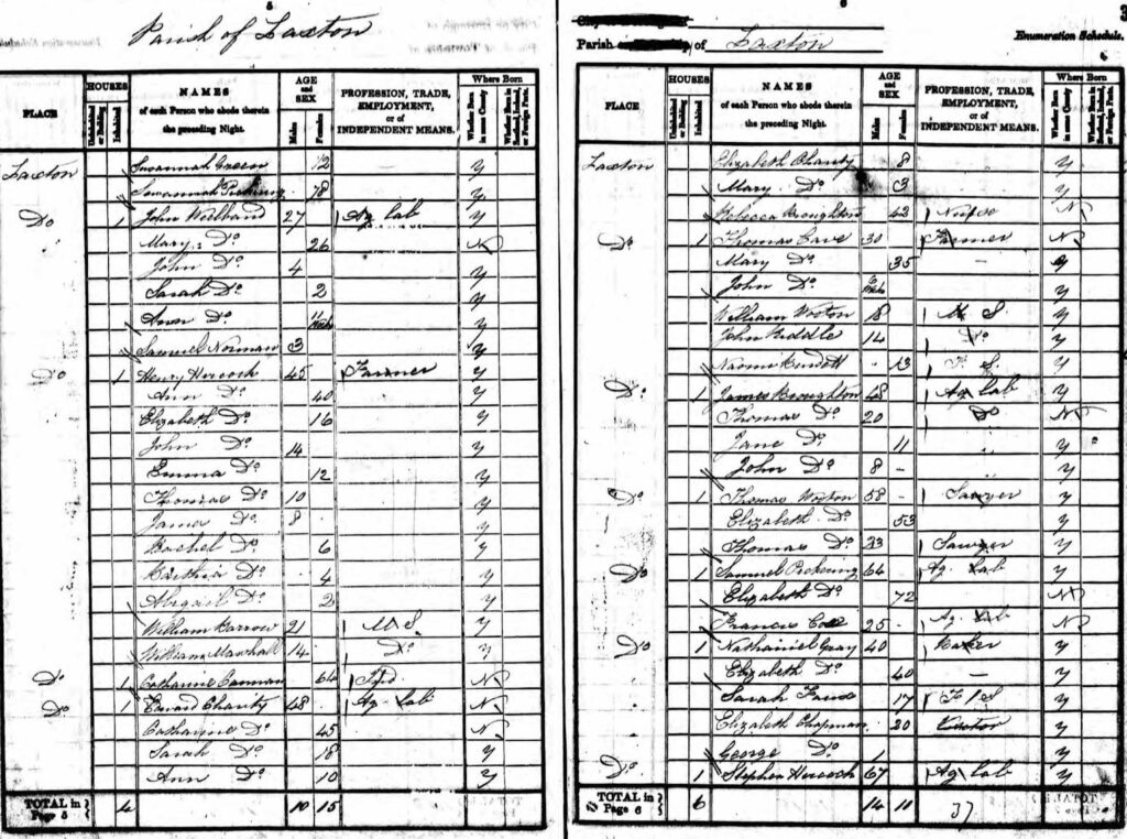 Actual 1841 Census Record showing Ann, her parents and two elder siblings