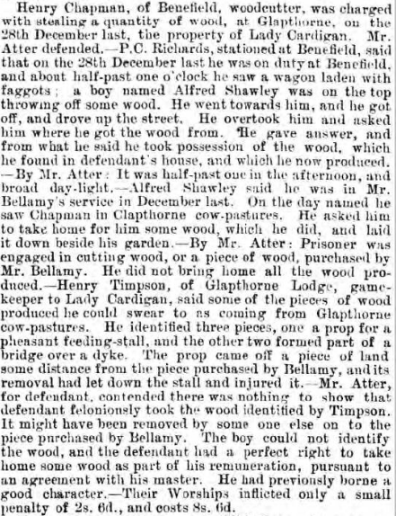An article in the Northampton Mercury dated 10 February 1877 gives Lady Cardigan as Henry Timpson's new employer.