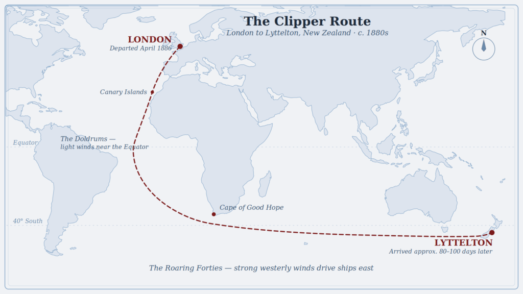 A Map of the Clipper Route, from England to New Zealand