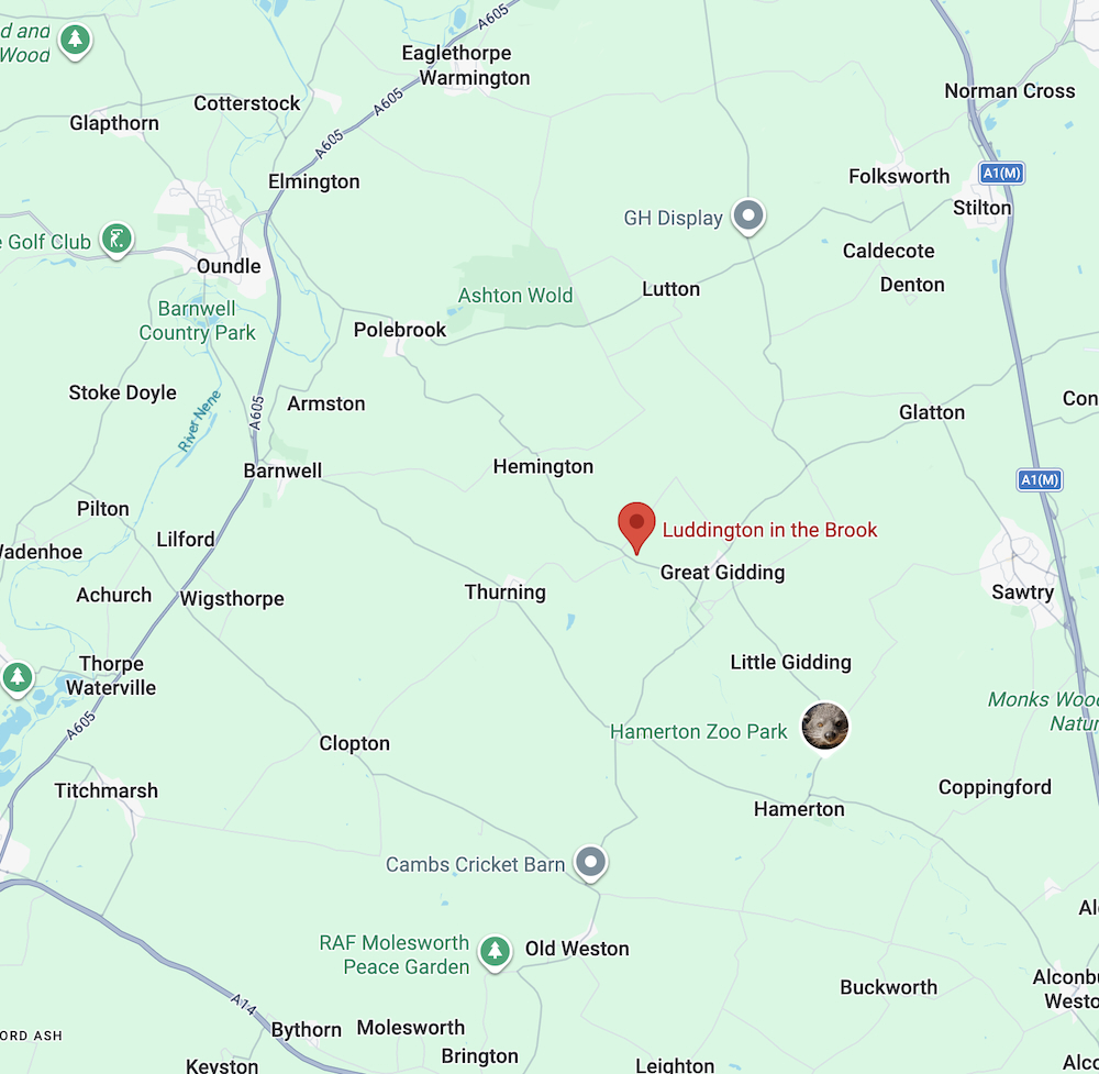 Map of Luddington in the Brook, Peterborough, England